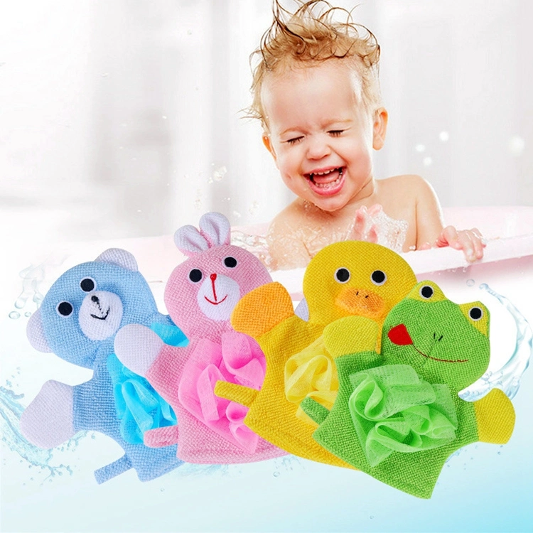 Hand Puppet Bath Wash Mitt Towel with Animal Designs for Children Bath Toy Cute Baby Kids Bath Sponge/Mitt/Glove for Kids