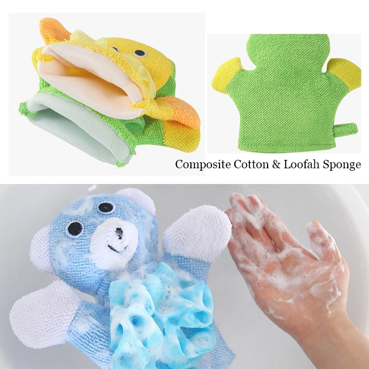 Hand Puppet Bath Wash Mitt Towel with Animal Designs for Children Bath Toy Cute Baby Kids Bath Sponge/Mitt/Glove for Kids