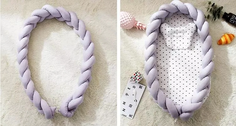 Baby Crib Bed Bumper Pillow Cushion Protector Infant Newborn Gift Knotted Braided Nest